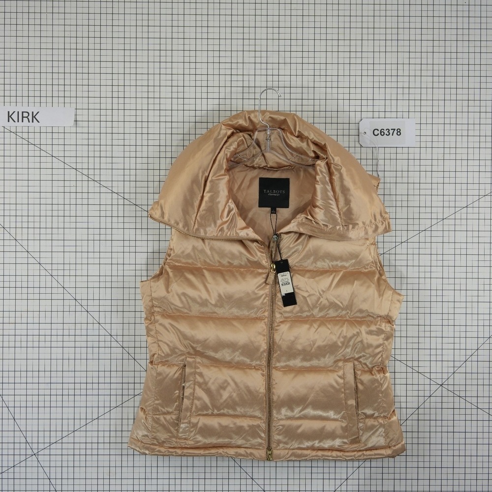 NWT Talbots Down Puffer Vest Women's Size Large Champagne Gold Funnel Neck - Picture 8 of 8
